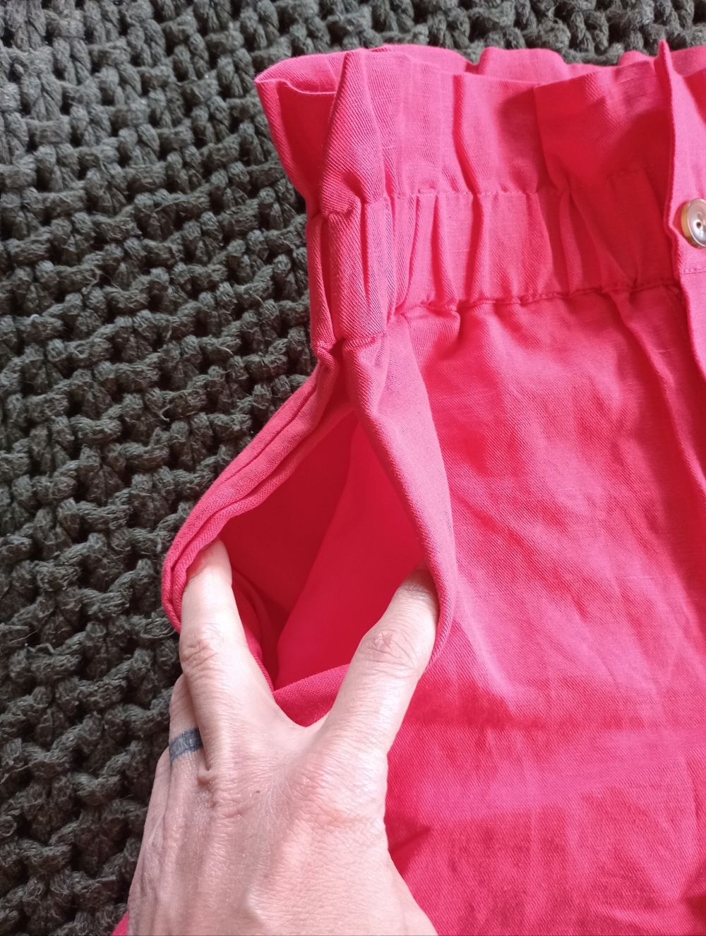 NWOT 7 For All MankindPaperbag Tailored Linen-Blend Short Geranium - Picture 6 of 10